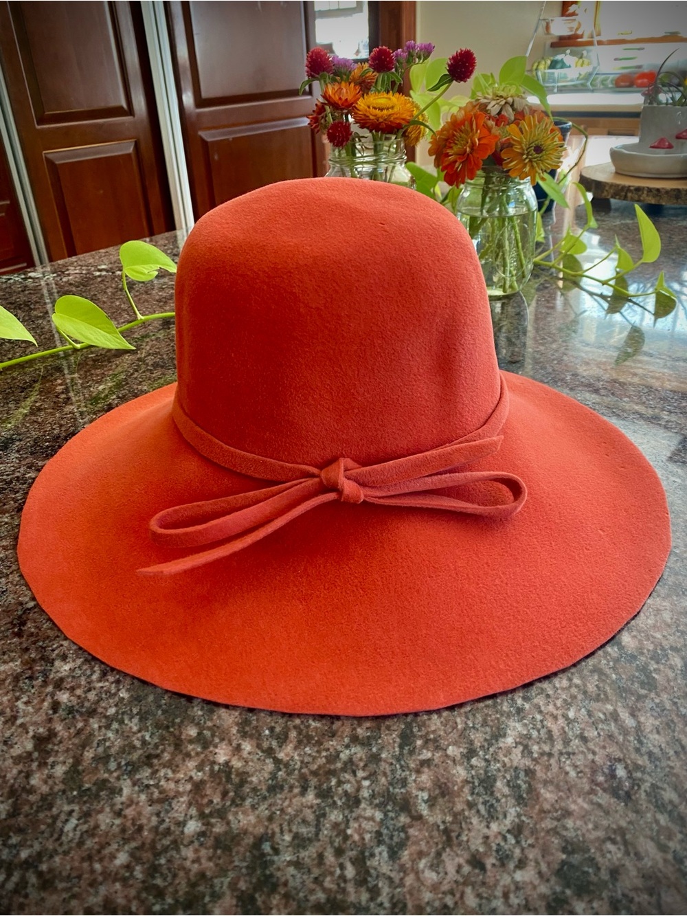 Wide-Brim I.J. Herman’s Orange Wool Felt Hat